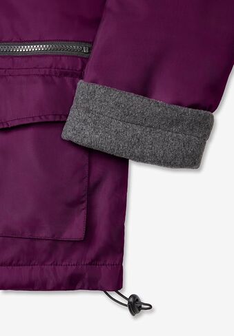 Roaman's Women's Plus Size Hooded All-Weather Jacket Fleece Lining Rain Coat in Kuwait