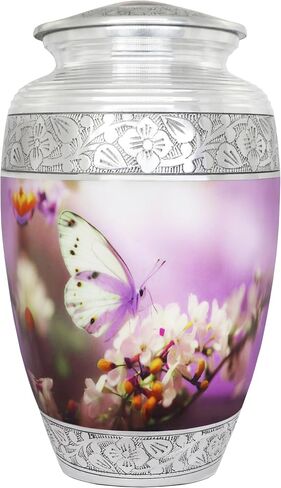 Urn for Ashes Adult Male & Female, Cremation Urns for Human Ashes Adult Man & Women, Funeral Urns for Men, Burial Urns, Decorative Urns with Butterflies, Black and Blue Butterfly - Large in Kuwait