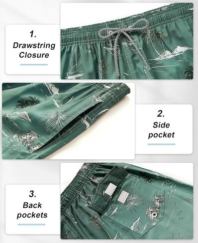 iCKER Mens Swim Trunks with Compression Liner 5.5" Inseam Quick Dry Swim Shorts Bathing Suit Beach Shorts in Kuwait