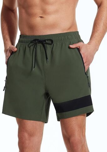 SILKWORLD Mens Swim Trunks with Compression Liner Quick Dry 6 in Bathing Suit Summer Swim Shorts with Zipper Pockets in Kuwait