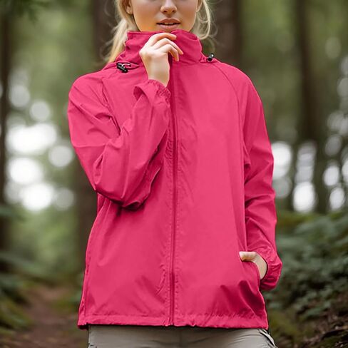 Rain Jacket Women Windbreaker Hooded Jackets Sun Protection Lightweight Jacket Packable Waterproof Rain Coat Hiking in Saudi Arabia