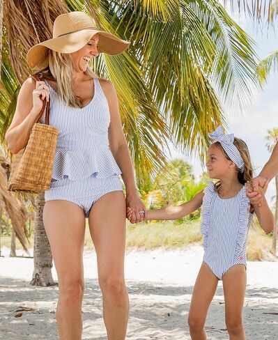 RuffleButts Women's UPF50+ Seersucker Swim Bottoms in Saudi Arabia