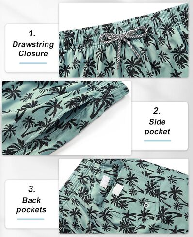 iCKER Mens Swim Trunks with Compression Liner 5.5" Inseam Quick Dry Swim Shorts Bathing Suit Beach Shorts in Kuwait