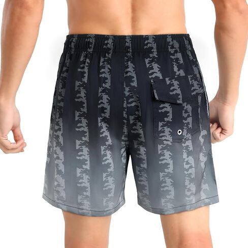iCKER Mens Swim Trunks with Compression Liner 5.5" Inseam Quick Dry Swim Shorts Bathing Suit Beach Shorts in Kuwait