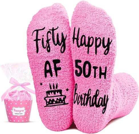 HAPPYPOP 50th Birthday Gifts for Her - Funny Socks for Women in Their 50s, 50 Year Old Birthday Gift in Kuwait