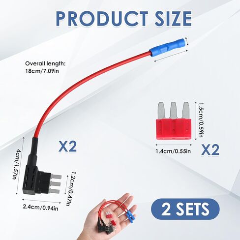 Micro3 Fuse Tap Add-a-Circuit Adapter Kit, 2 Pack 12V Blade Fuse Holder with 2 20A Fuses for Auto Electrical Accessories, Underbody Lights, Dash Cams in Kuwait