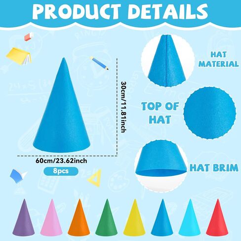 gisgfim 8 Set Crayon Costume Colorful Crayon Apron and Funny Gnome Cone Hats Crayons Suit Outfit for Adults Men Women Family Group Teacher Fancy Dress Back to School Halloween Cosplay Dress up in Saudi Arabia