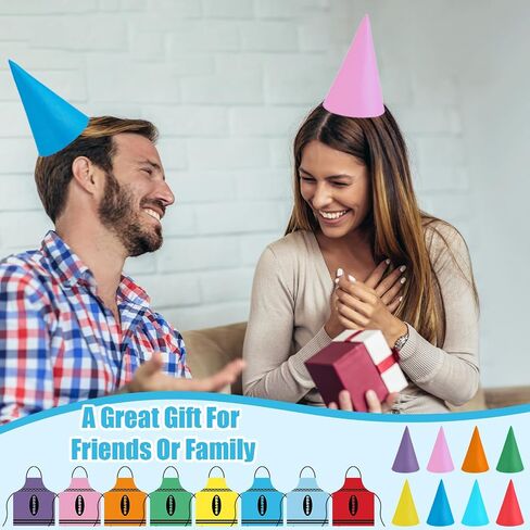 gisgfim 8 Set Crayon Costume Colorful Crayon Apron and Funny Gnome Cone Hats Crayons Suit Outfit for Adults Men Women Family Group Teacher Fancy Dress Back to School Halloween Cosplay Dress up in Saudi Arabia