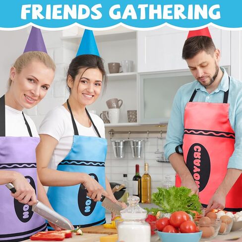 gisgfim 8 Set Crayon Costume Colorful Crayon Apron and Funny Gnome Cone Hats Crayons Suit Outfit for Adults Men Women Family Group Teacher Fancy Dress Back to School Halloween Cosplay Dress up in Saudi Arabia