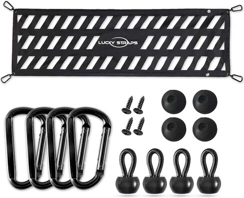 Lucky Lucky Tailgate Net لسرير شاحنة بيك آب ، 60 '× 18' شحن الشحن الثقيل للشاحنة بالحجم الكامل ، شبكة سهلة الاستخدام لشيفروليه ، فورد ، تويوتا ، جي إم سي ، جيب (أسود) in Kuwait