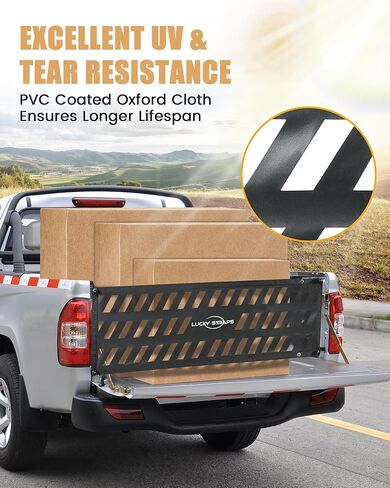 Lucky Lucky Tailgate Net لسرير شاحنة بيك آب ، 60 '× 18' شحن الشحن الثقيل للشاحنة بالحجم الكامل ، شبكة سهلة الاستخدام لشيفروليه ، فورد ، تويوتا ، جي إم سي ، جيب (أسود) in Kuwait