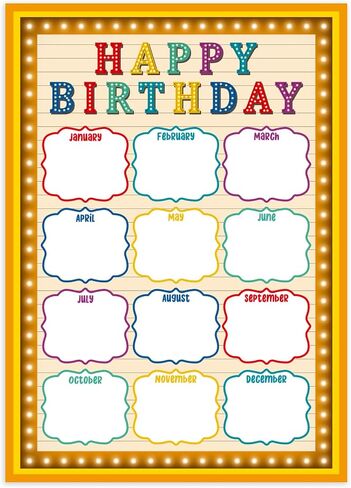 JUESMOS Birthday Chart for Classroom & Office - Happy Birthday Calendar for Back To School - Teacher Supplies Bulletin Board Decorations in Kuwait