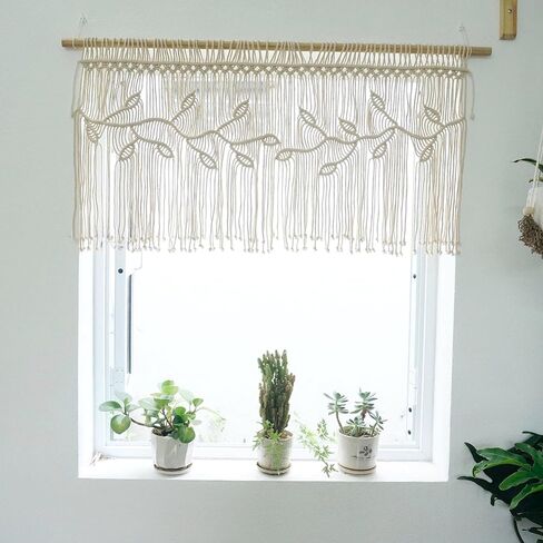 Macrame Valance Stain for Kichen Windows 35.43*23.62inch Farmhouse Boho Stertains for Bedroom Window faLance with tassels faLance faLance for Room Bedroom Kiter Bather Bathroom Bathroom Bather in Saudi Arabia