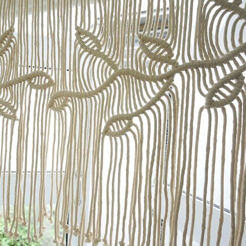 Macrame Valance Stain for Kichen Windows 35.43*23.62inch Farmhouse Boho Stertains for Bedroom Window faLance with tassels faLance faLance for Room Bedroom Kiter Bather Bathroom Bathroom Bather in Saudi Arabia