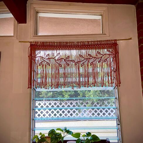 Macrame Valance Stain for Kichen Windows 35.43*23.62inch Farmhouse Boho Stertains for Bedroom Window faLance with tassels faLance faLance for Room Bedroom Kiter Bather Bathroom Bathroom Bather in Saudi Arabia
