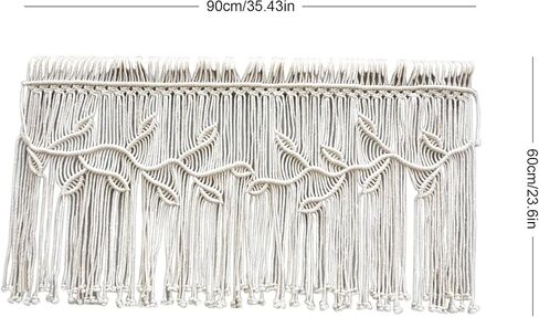 Macrame Valance Stain for Kichen Windows 35.43*23.62inch Farmhouse Boho Stertains for Bedroom Window faLance with tassels faLance faLance for Room Bedroom Kiter Bather Bathroom Bathroom Bather in Saudi Arabia
