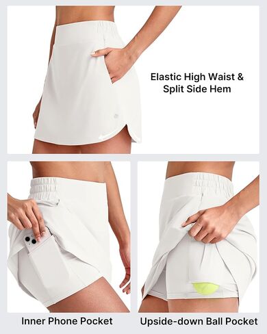 G4Free A Line Golf Skirts for Women 15'' Elastic High Waisted Tennis Skorts Soft Casual Athletic Inner Shorts 4 Pockets in Saudi Arabia
