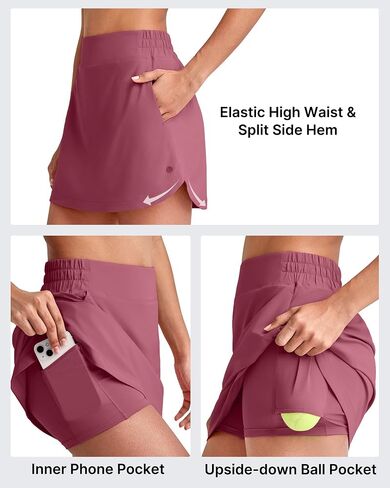 G4Free A Line Golf Skirts for Women 15'' Elastic High Waisted Tennis Skorts Soft Casual Athletic Inner Shorts 4 Pockets in Saudi Arabia