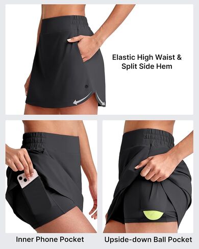 G4Free A Line Golf Skirts for Women 15'' Elastic High Waisted Tennis Skorts Soft Casual Athletic Inner Shorts 4 Pockets in Saudi Arabia