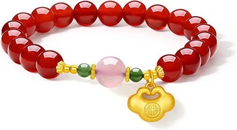 Sterling Silver Agate Beaded Bracelets Ruyi Stretch Bracelets Natural Gemstone Healing Bracelet Red Agate Dainty Jewelry for Women Her Anniversary Birthday in Saudi Arabia