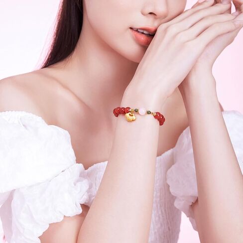 Sterling Silver Agate Beaded Bracelets Ruyi Stretch Bracelets Natural Gemstone Healing Bracelet Red Agate Dainty Jewelry for Women Her Anniversary Birthday in Saudi Arabia