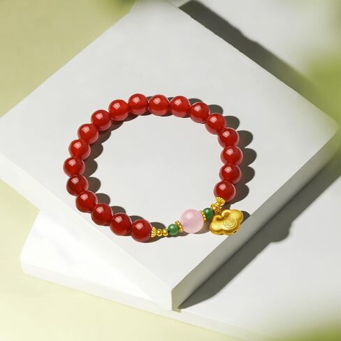 Sterling Silver Agate Beaded Bracelets Ruyi Stretch Bracelets Natural Gemstone Healing Bracelet Red Agate Dainty Jewelry for Women Her Anniversary Birthday in Saudi Arabia