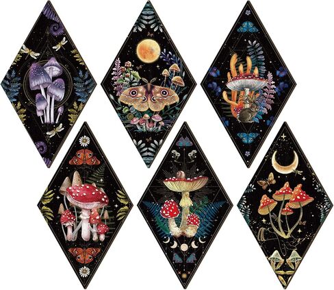 Sintuff 6 Pieces Boho Wall Decor Sun Moon Phases Wall Art Gothic Minimalist Stars Sun Wall Hanging Boho Wooden Home Decor Farmhouse Wall Pediments for Gallery Living Bedroom Room(Boho) in Saudi Arabia