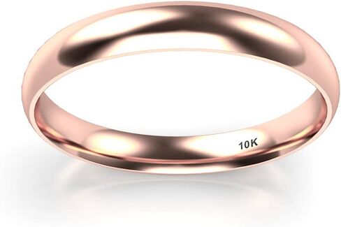 10K أبيض/أصفر/روز الذهب 3 مم عادي قبة زفاف خاتم الزفاف in Kuwait