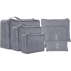Travel Packing Cubes 6 Set, Lightweight Luggage Organizers, Essential Accessories for Clothes Shoes Electronics Cosmetics Toiletries(Black) in Saudi Arabia