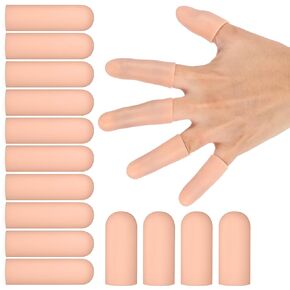 Silicone Finger Protectors, 14 PCS Gel Finger Cots Cap Protector Sleeves Fingertip Bandages for Hand Cracking Wound Hand Eczema Blister Protection(Skin color) in Saudi Arabia