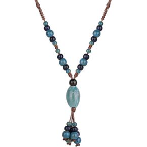 DS Boho Beaded Necklace for Women–Colorful Ceramic & African Tribal Beads, Adjustable Long Chunky Bohemian Jewelry with Gift Box Packaging,Hippie Witchy Vintage Handmade Fashion Statement Necklace in Kuwait