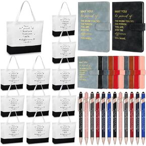 Paterr 12 Sets Thank You Appreciation Gifts Leather Notebooks Canvas Tote Bags Ballpoint Pens for Employee (Chic Colors) in Kuwait