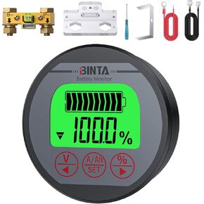 مقياس الفولتميتر من BINTA، مقياس الجهد الحالي، شاشة البطارية 8-120 فولت 0-500 أمبير، إضاءة خلفية مقاومة للماء للسيارات، محرك السيارة، القافلة RV، عربة الجولف، القارب إلخ in Kuwait