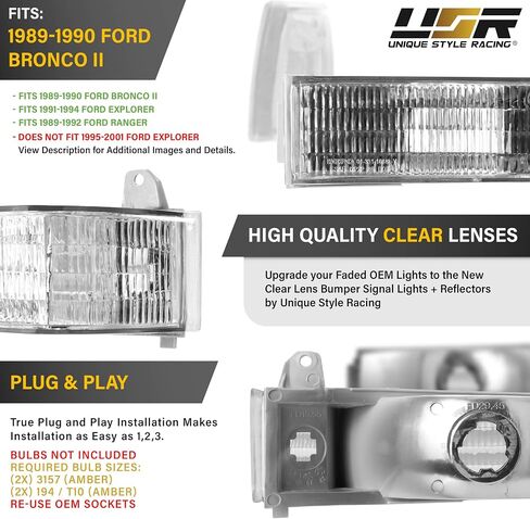 USR الفريد من نوع السباق USR 83-88 T6 TELL LIGHT LIGHT-مصابيح الوفير (يسار + يمين)-متوافقة مع عام 1983-1988 فورد رينجر بيك آب / 84-88 BRONCO II 2 سيارات الدفع الرباعي الصغيرة جميع الطرز in Saudi Arabia