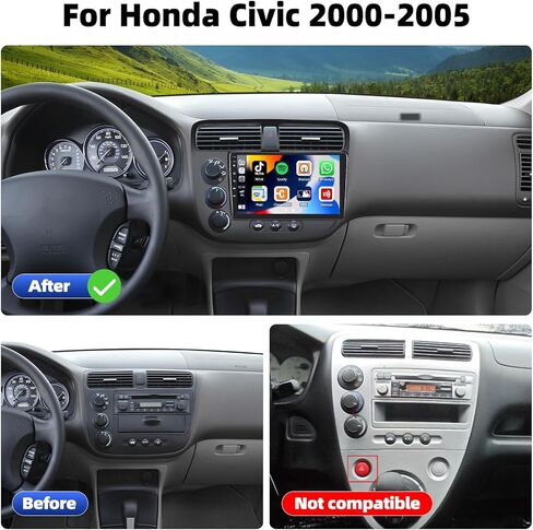 UNITOPSCI 2G+64G Android 13 Car Stereo Radio for Honda Civic 2000-2005 Wireless Apple CarPlay Android Auto, 9 Inch Touchscreen Bluetooth GPS Navigation Mirror Link WiFi/FM/USB/SWC + Backup Camera in Kuwait