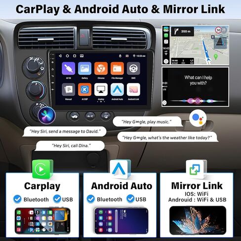 UNITOPSCI 2G+64G Android 13 Car Stereo Radio for Honda Civic 2000-2005 Wireless Apple CarPlay Android Auto, 9 Inch Touchscreen Bluetooth GPS Navigation Mirror Link WiFi/FM/USB/SWC + Backup Camera in Kuwait