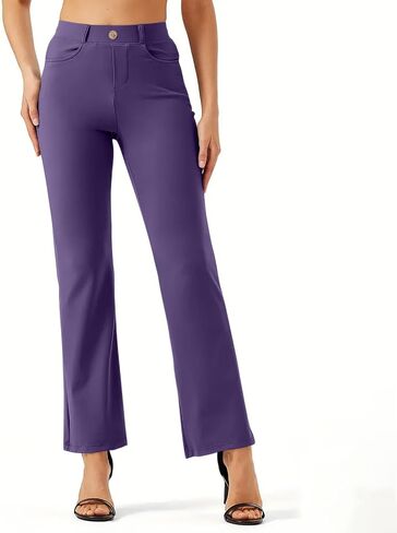 سراويل ملابس نسائية الأعمال التجارية غير الرسمية Pant Pant On Flare Office Slacks High Percty Stepressy Brouts مع جيوب in Kuwait