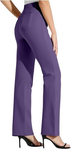 سراويل ملابس نسائية الأعمال التجارية غير الرسمية Pant Pant On Flare Office Slacks High Percty Stepressy Brouts مع جيوب in Kuwait