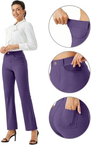 سراويل ملابس نسائية الأعمال التجارية غير الرسمية Pant Pant On Flare Office Slacks High Percty Stepressy Brouts مع جيوب in Kuwait