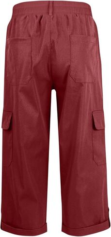 Womens Cargo Shorts Summer Cropped Capri Pants Rolled Hem Trousers Casual with Pockets Workout Outfits in Saudi Arabia