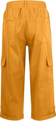 Womens Cargo Shorts Summer Cropped Capri Pants Rolled Hem Trousers Casual with Pockets Workout Outfits in Saudi Arabia