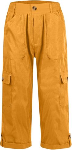 Womens Cargo Shorts Summer Cropped Capri Pants Rolled Hem Trousers Casual with Pockets Workout Outfits in Saudi Arabia
