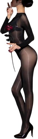 Women's Bodystocking Sexy Oil Shiny Glossy Body Stockings 6D Nylon Full Bodysuit Catsuit in Kuwait