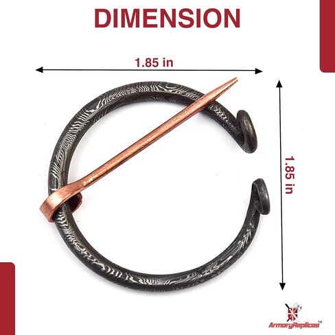 Armory Replicas™ Hand Forged Twisted Damascus Steel Penannular Brooch with Copper Pin - Unisex Renaissance in Saudi Arabia