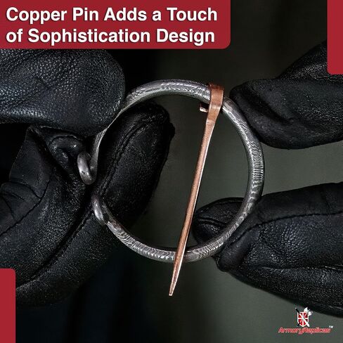 Armory Replicas™ Hand Forged Twisted Damascus Steel Penannular Brooch with Copper Pin - Unisex Renaissance in Saudi Arabia