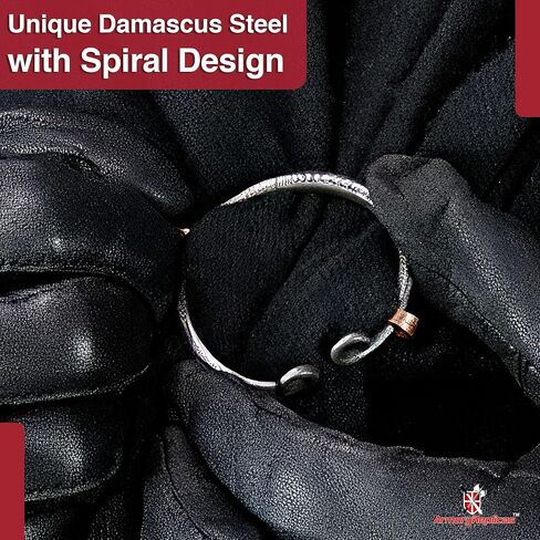 Armory Replicas™ Hand Forged Twisted Damascus Steel Penannular Brooch with Copper Pin - Unisex Renaissance in Saudi Arabia