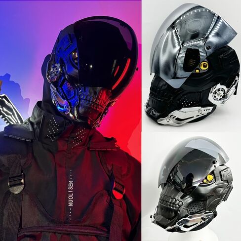 Fearsome Warrior Mask, Half Skull Face Mask Set for Halloween, Christmas, Costume Parties, COS Play Accessories in Saudi Arabia