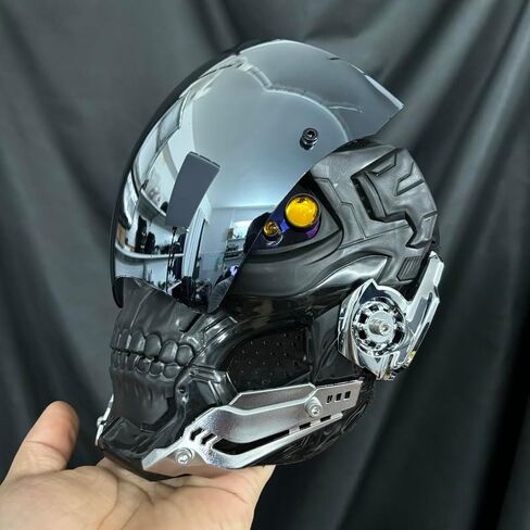Fearsome Warrior Mask, Half Skull Face Mask Set for Halloween, Christmas, Costume Parties, COS Play Accessories in Saudi Arabia