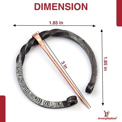 Armory Replicas™ Hand Forged Twisted Damascus Steel Penannular Brooch with Copper Pin - Unisex Renaissance in Saudi Arabia