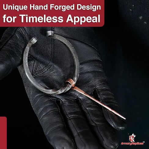 Armory Replicas™ Hand Forged Twisted Damascus Steel Penannular Brooch with Copper Pin - Unisex Renaissance in Saudi Arabia